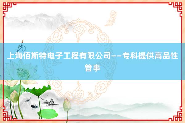 上海佰斯特电子工程有限公司——专科提供高品性管事